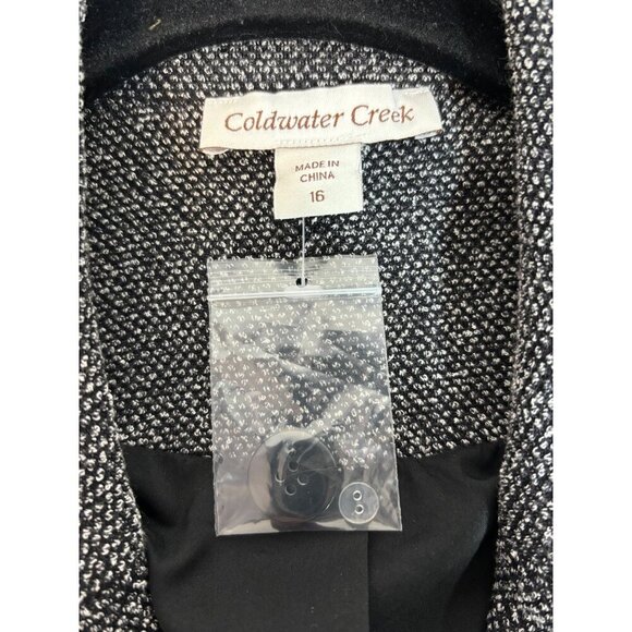 Coldwater Creek Women's Tweed Black & White Three Button Blazer Jacket Size 16 - Picture 7 of 9